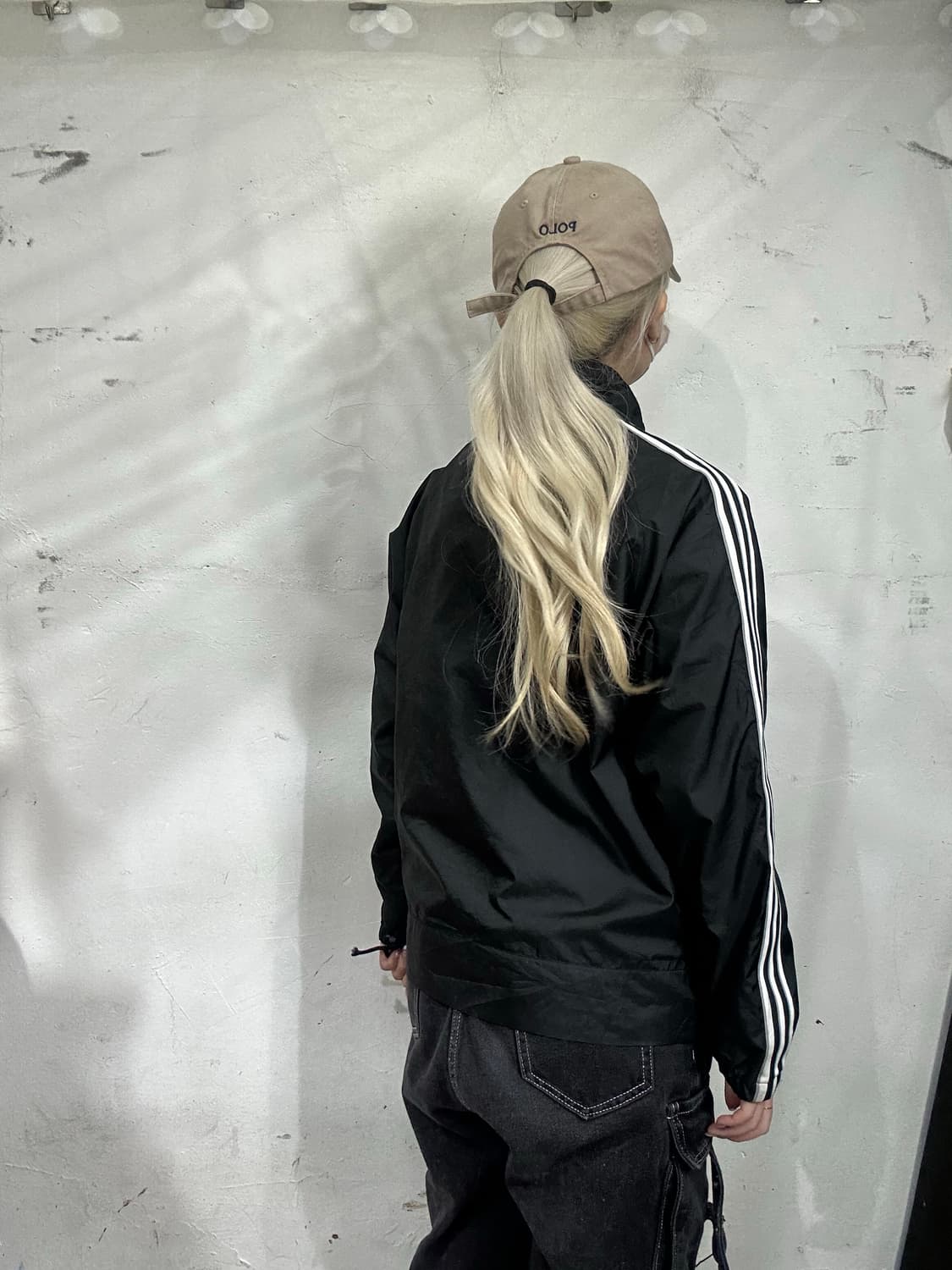 00s 아디다스 블랙 화이트 삼선 스몰 로고 바람막이 트랙 자켓 M 상품이미지3