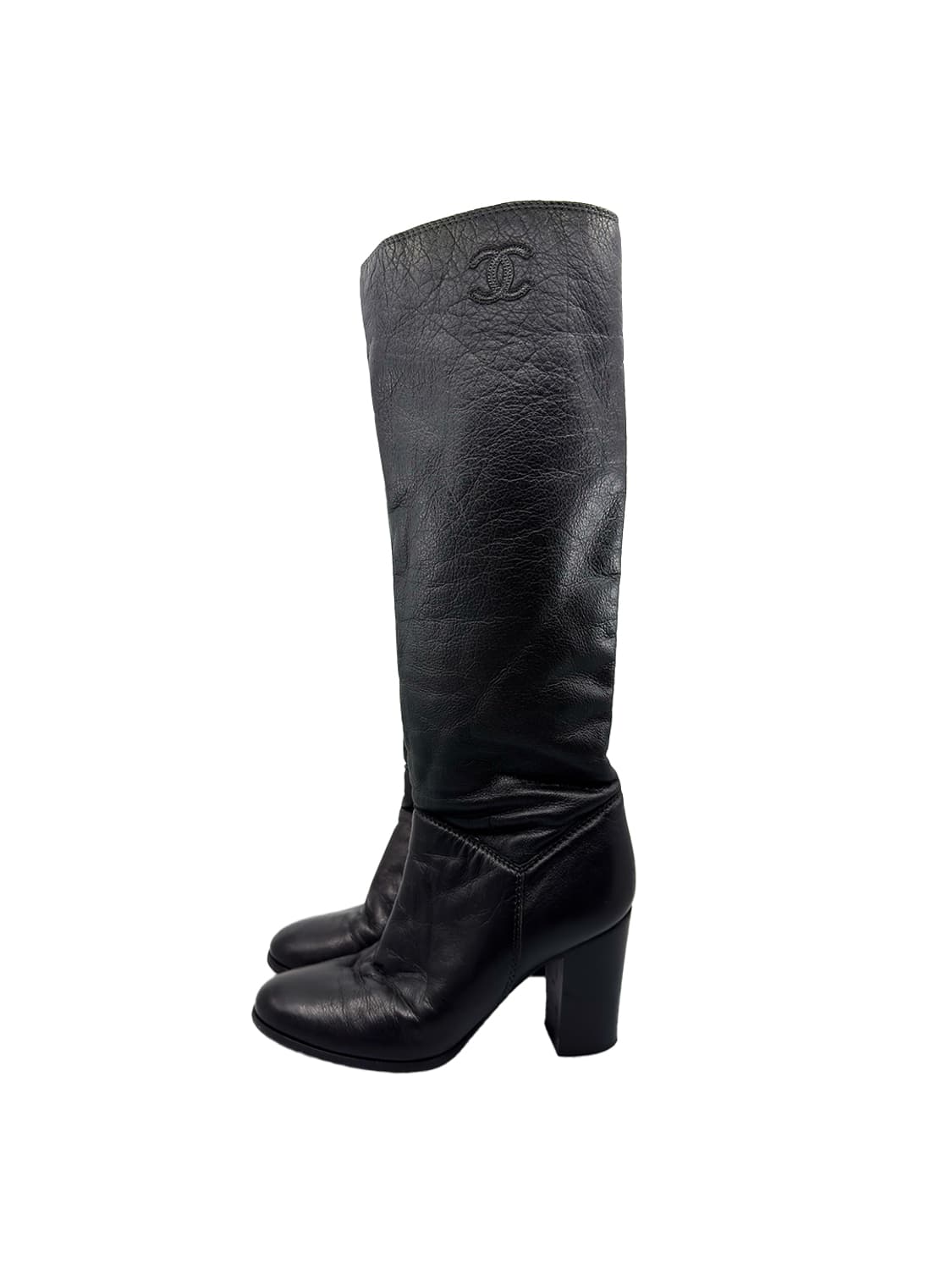 Chanel Logo Mid-Calf Leather Boots/ 36 상품이미지1