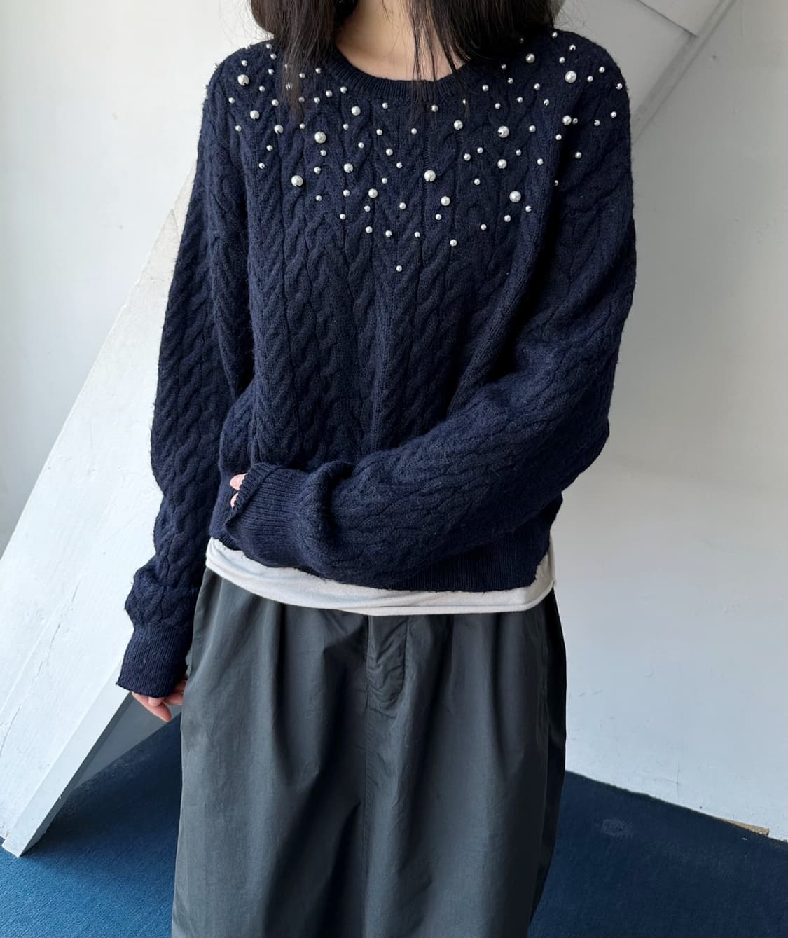 Middle gauge cable knitted beads knit to 상품이미지7