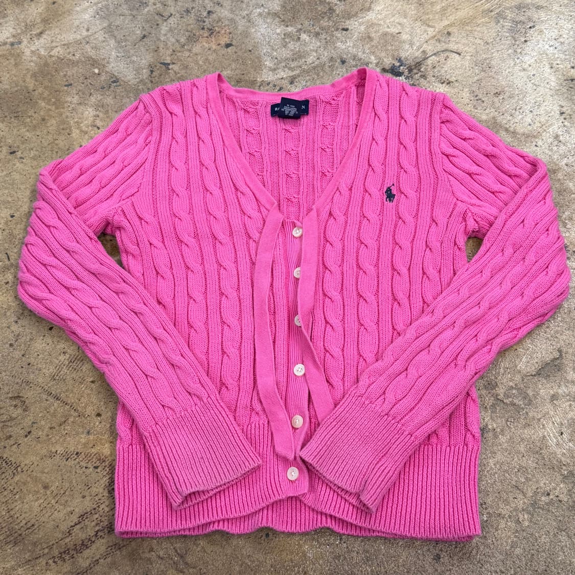 폴로 랄프로렌 핑크 꽈배기 브이넥 니트 가디건  상품이미지2