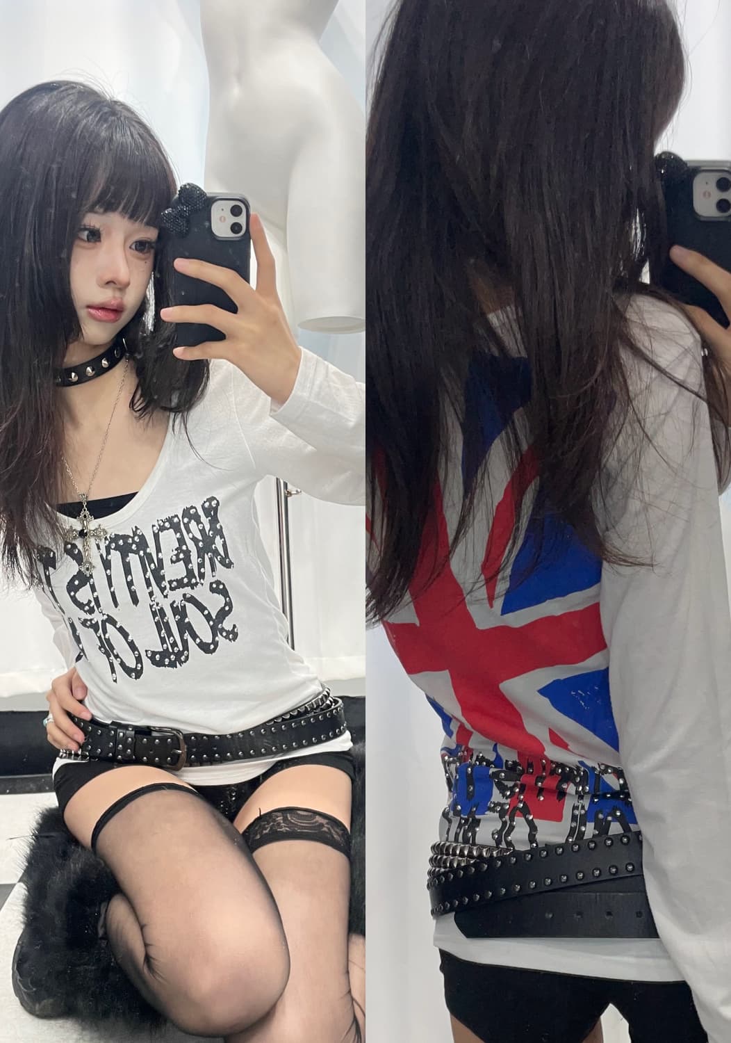 🎸화이트 유니온 잭 롱슬리브🎸 상품이미지1