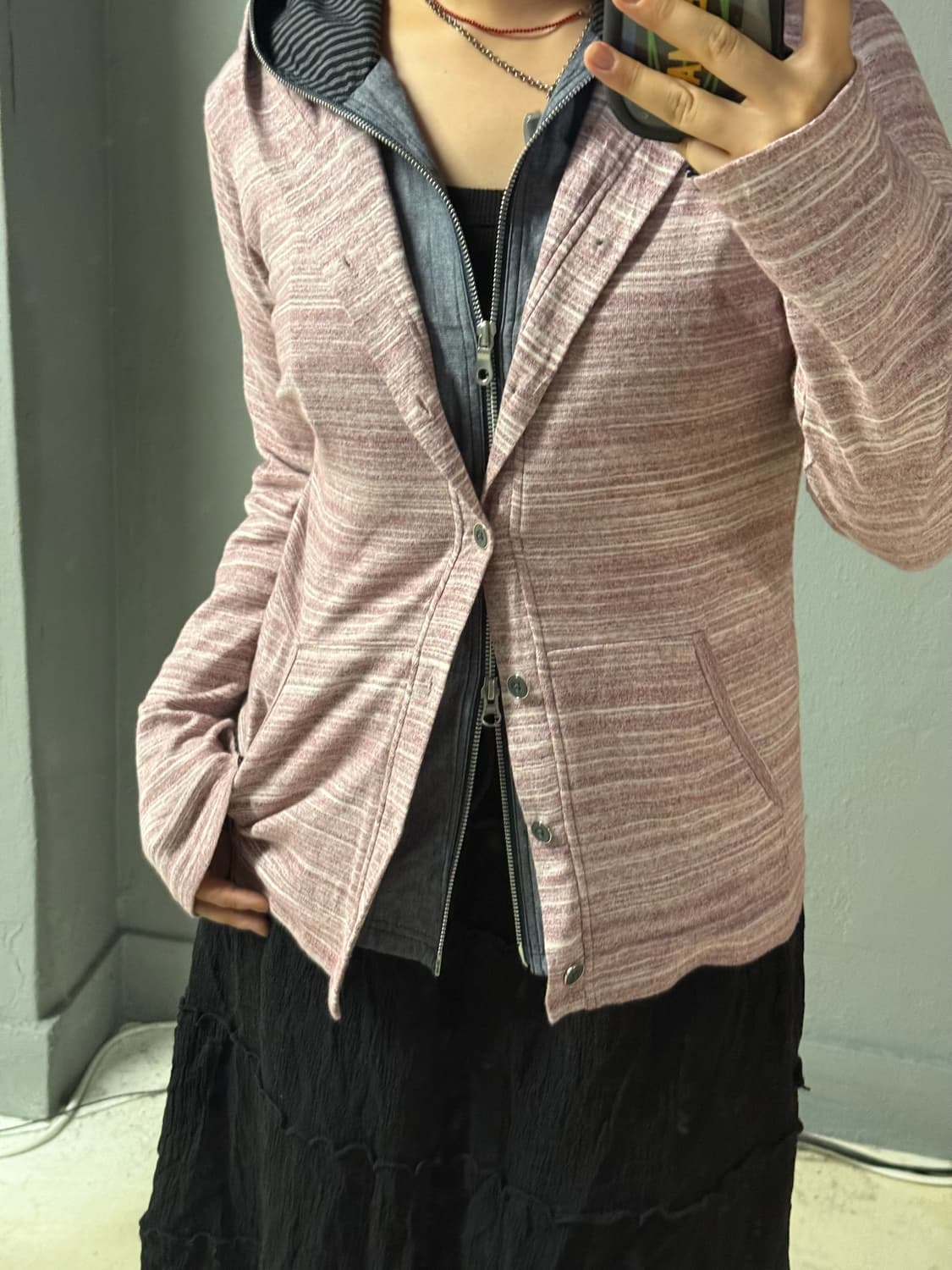 layered detail hood zip-up 상품이미지3