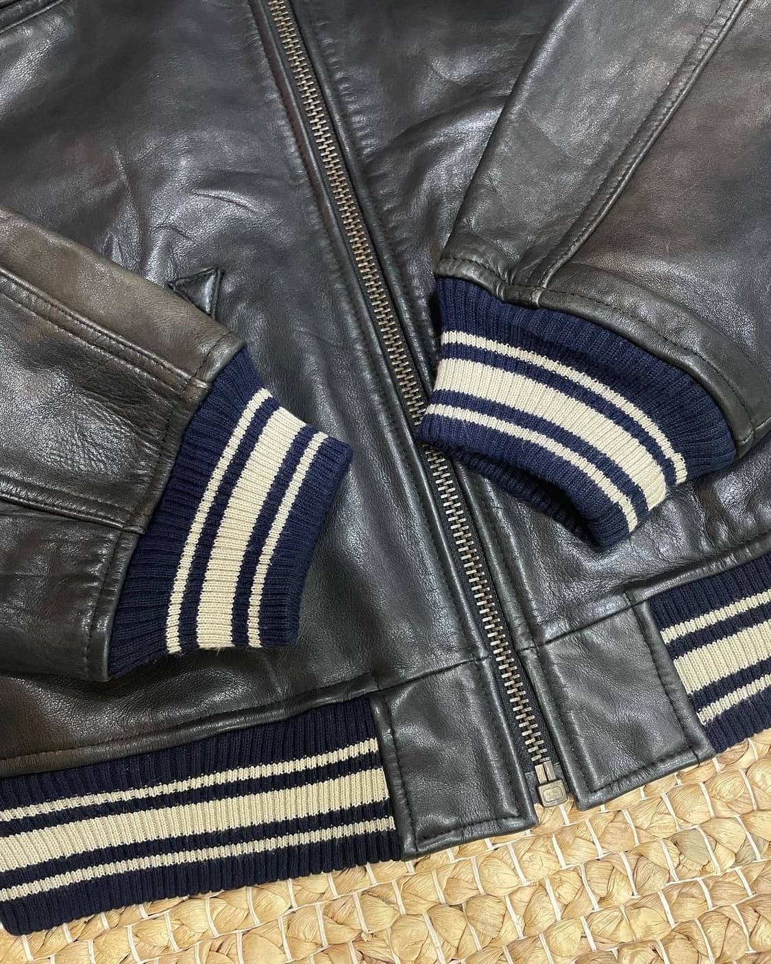 L~XL) 90s 아비렉스usa 스포츠 카우레더 자켓 상품이미지6