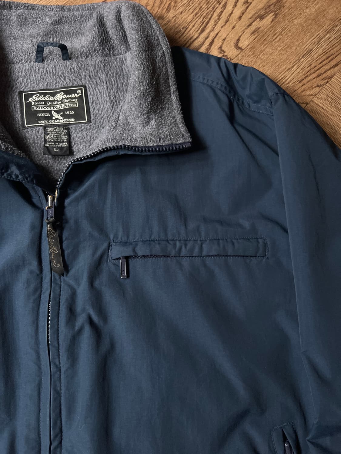 [L]에디바우어 플리스 라이닝 네이비 웜업 자켓 상품이미지3