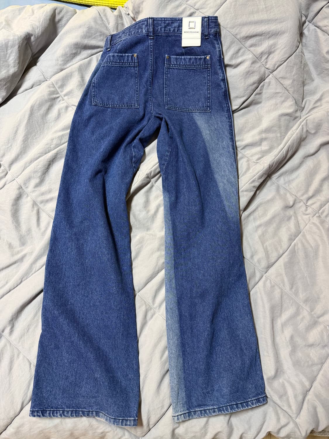 [46] 우영미 파이핑 디테일 워싱 와이드 데님 팬츠 상품이미지2