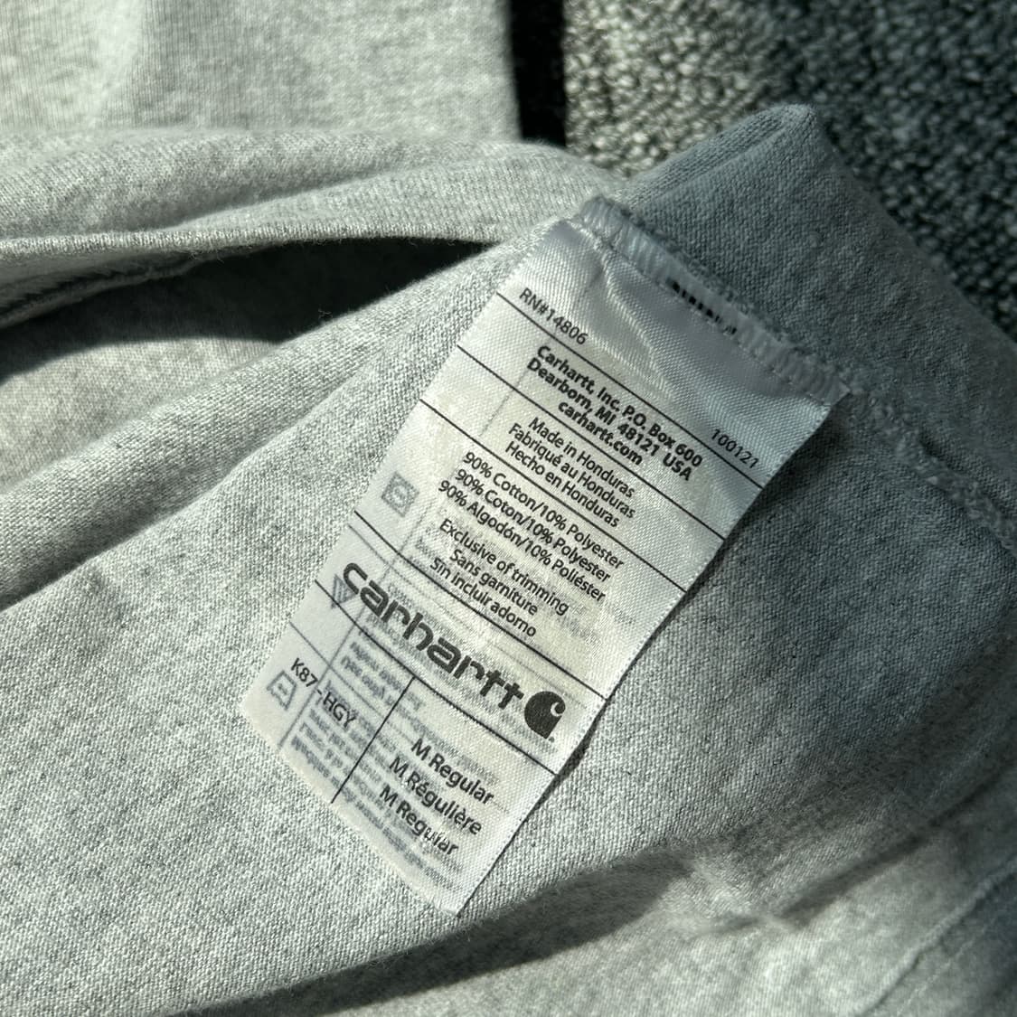 칼하트 오리지널핏 그레이 포켓 반팔티셔츠 상품이미지7