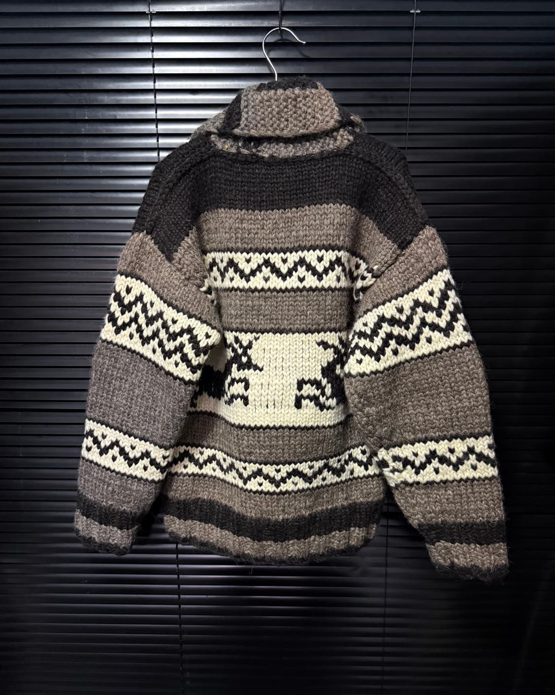 프론 엔터라이즈 핸드메이드 코위찬 캐나다 사슴 버진 울 노르딕 가디건 상품이미지5