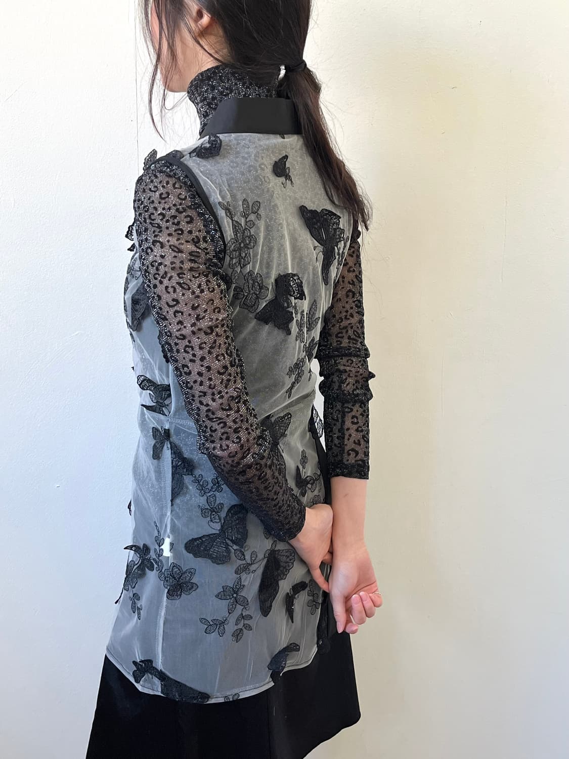 Japan vtg 버터플라이 시스루 베스트 상품이미지6