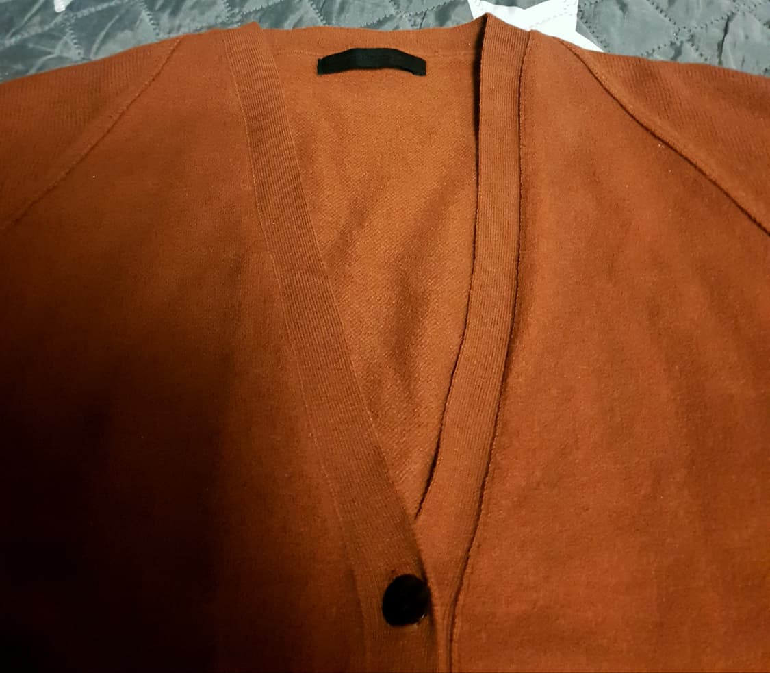 VOV 울100% 브이넥 가디건 브릭오렌지 (F) 상품이미지2