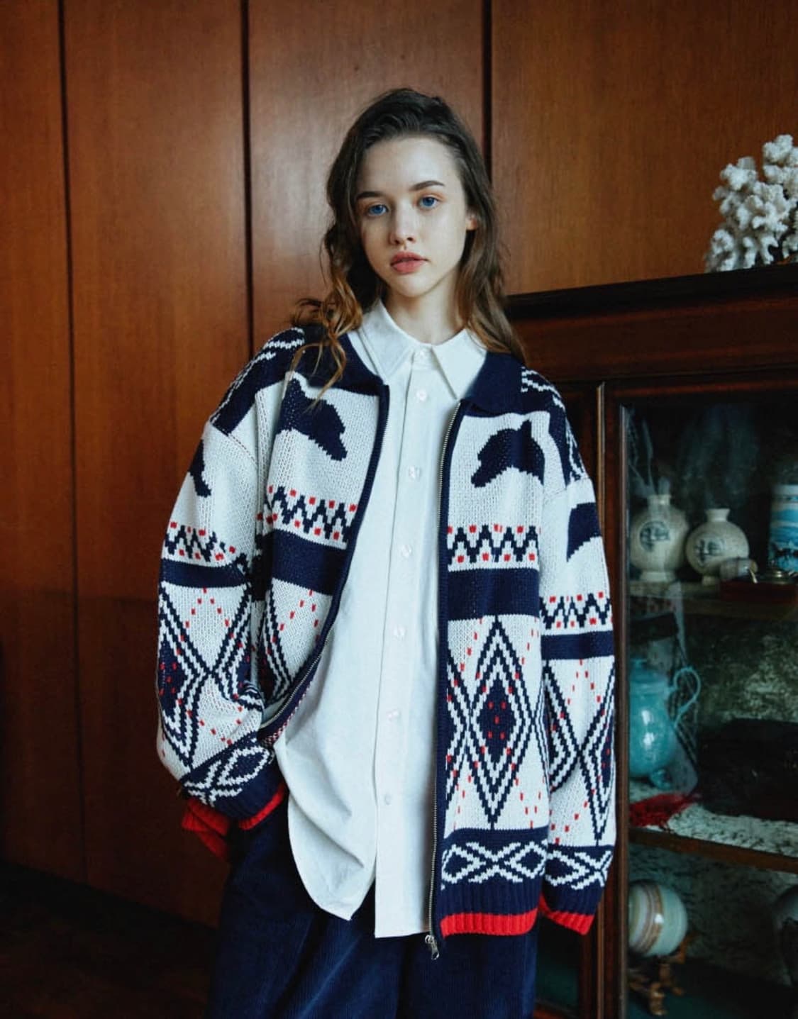 와이케이 waikei 돌핀 노르딕 집업 가디건 네이비1 상품이미지6