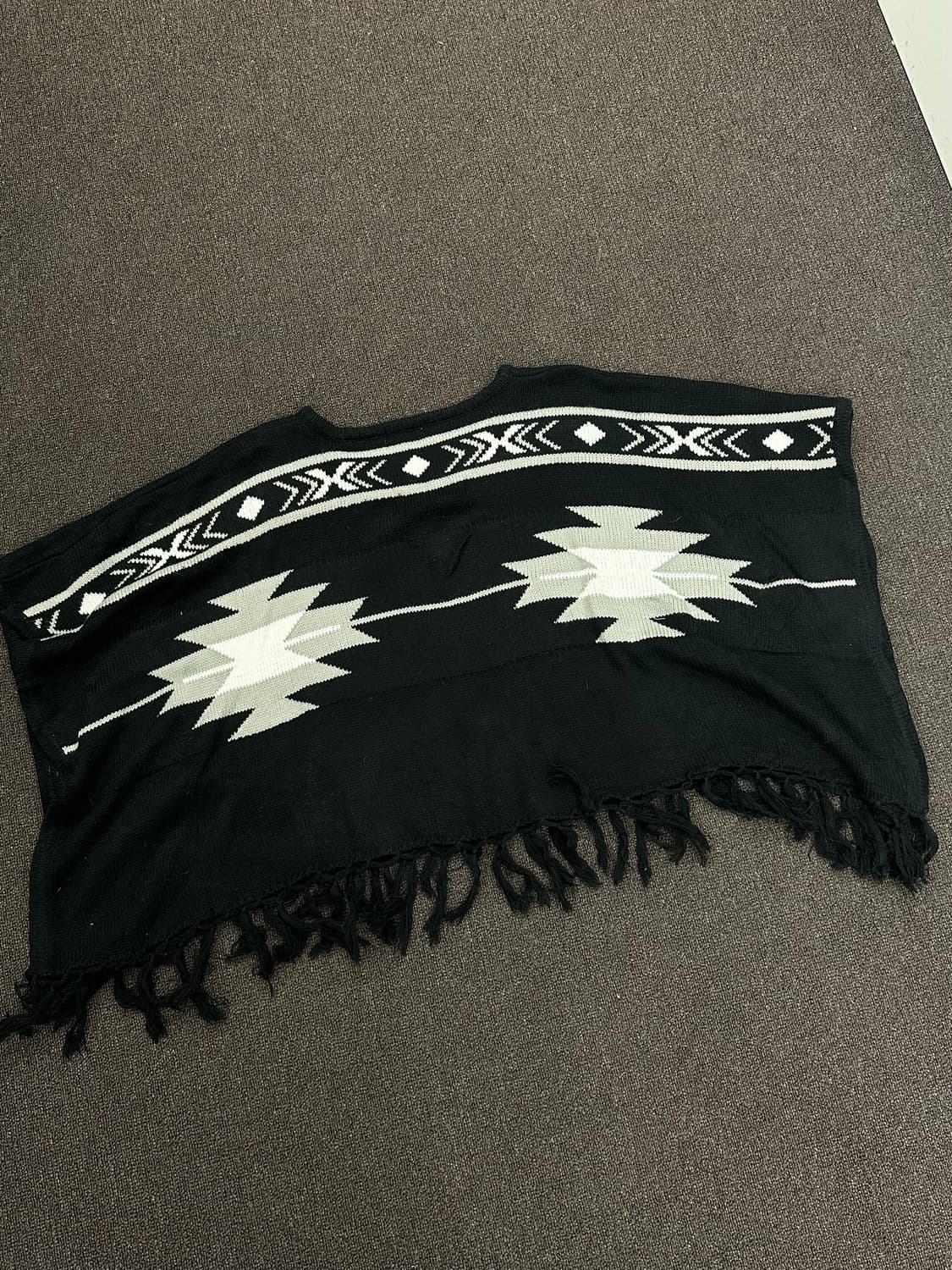 OS)Body Jeine 빈티지 여성 노르딕 패턴 케이프 스웨터 상품이미지2