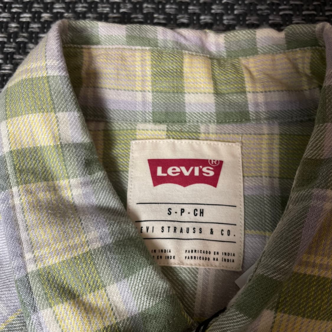 리바이스 연두노랑 체크 긴팔 셔츠 S 상품이미지4