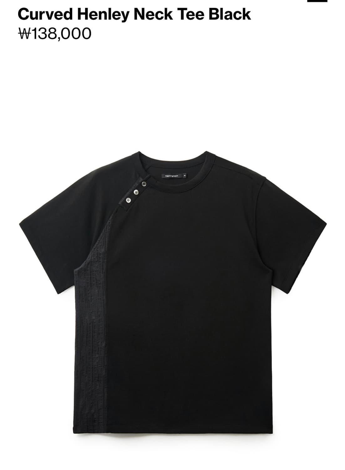 Curved Henley Neck Tee Black 4(L) 상품이미지2