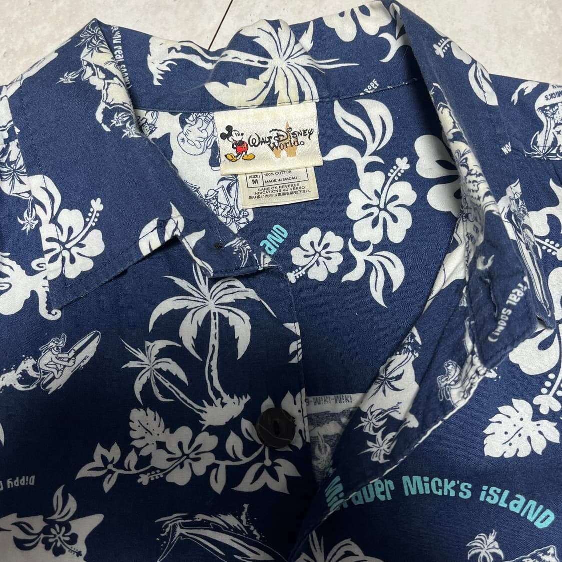 디즈니 하와이안 반팔 셔츠 코코넛 버튼 M 상품이미지2