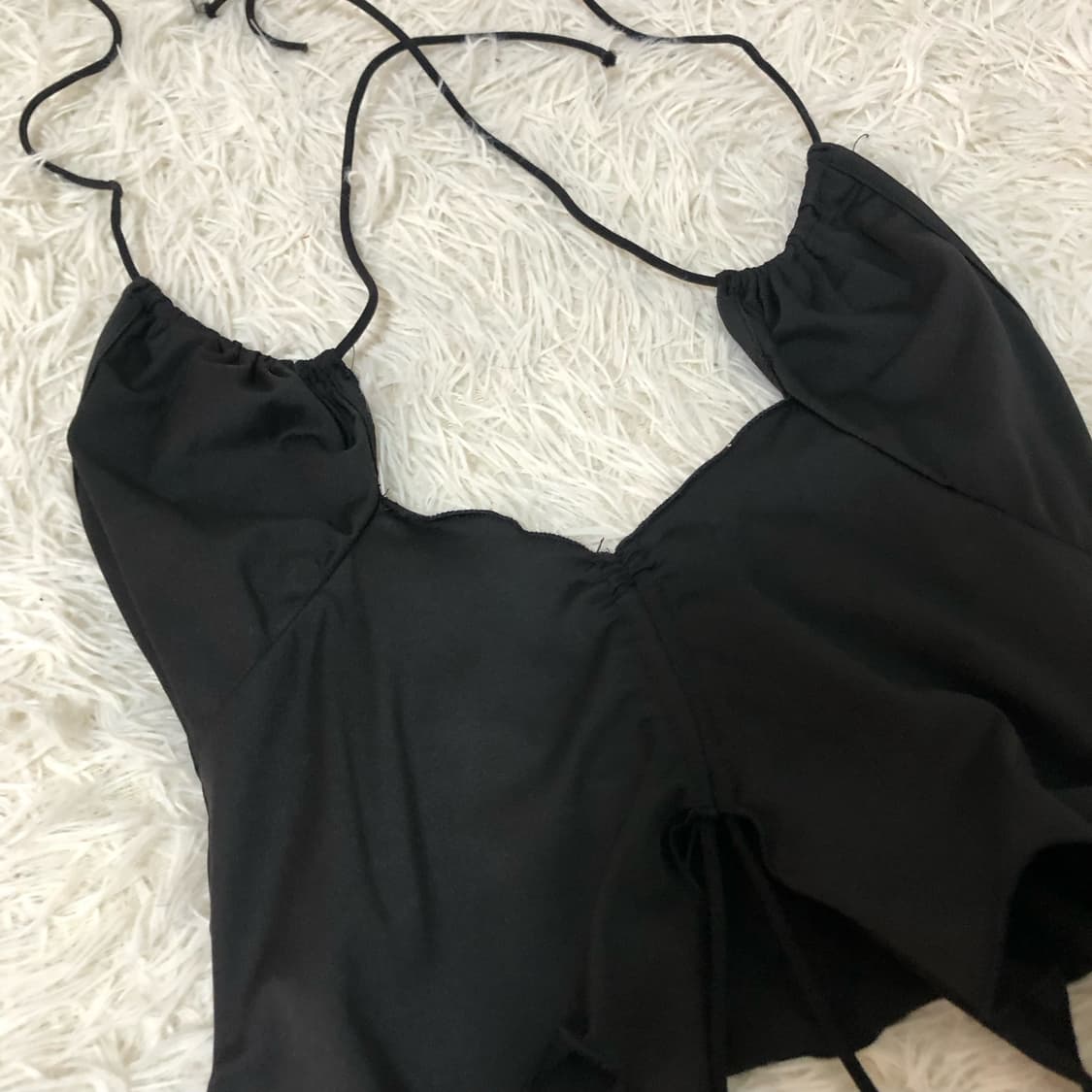 빈티지 블랙 셔링 나시 탑 상품이미지2