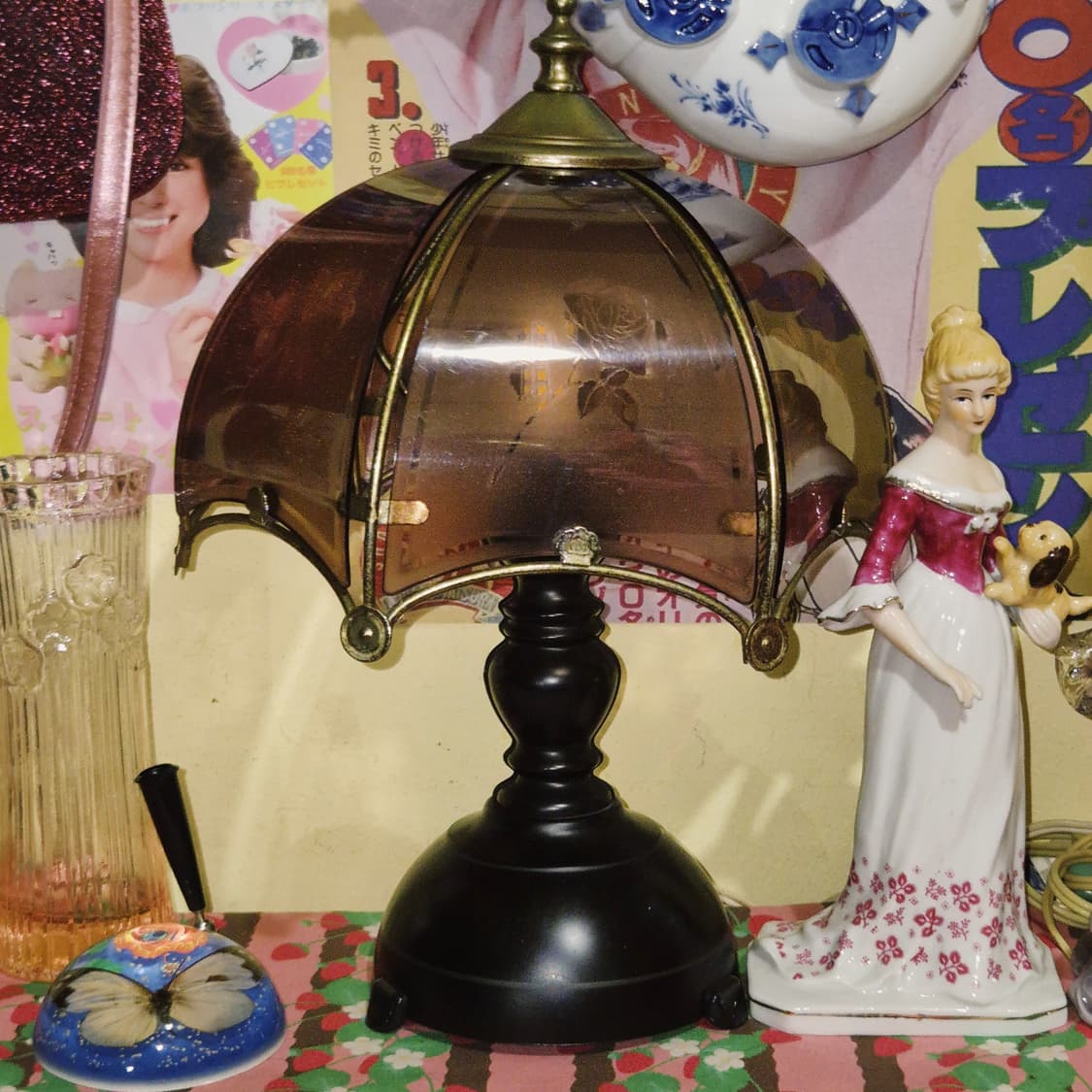 90s 레트로 장미 애칭 우산 터치 테이블 램프 상품이미지10