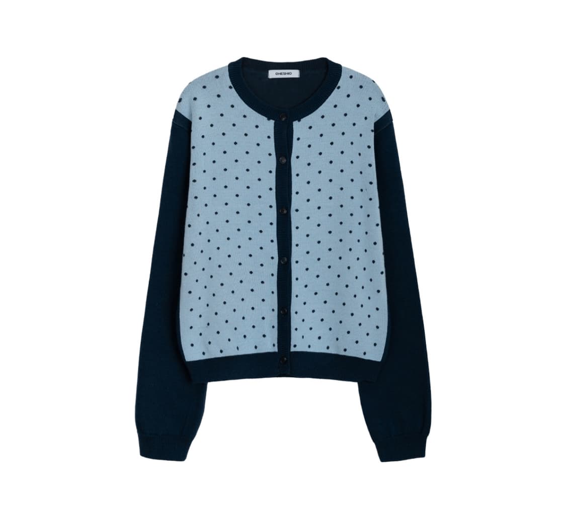 오헤시오 가디건 dot two tone cardigan baby blue 상품이미지1