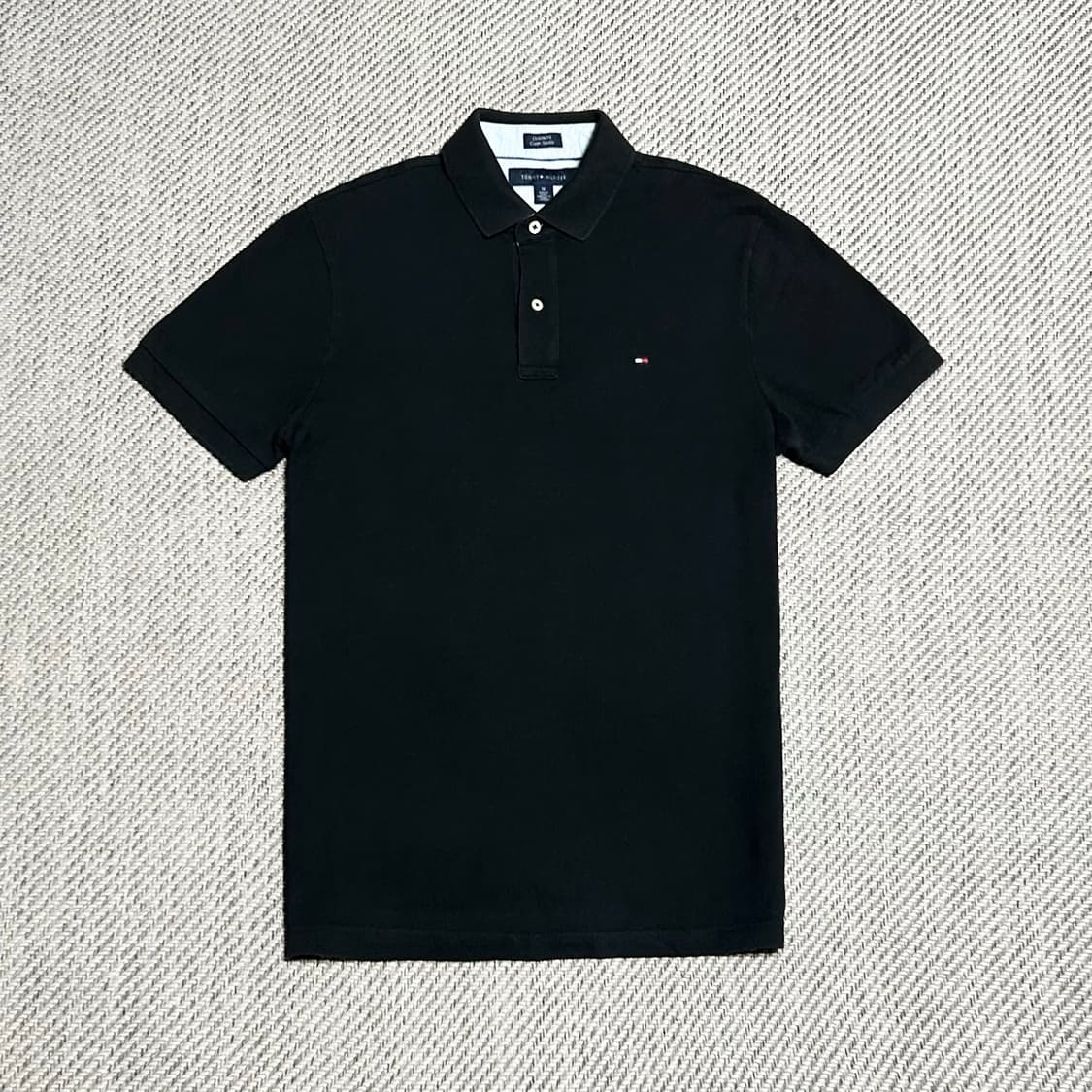 [M] Tommy 타미힐피거 베이직 블랙 코튼 반팔 카라티 상품이미지1