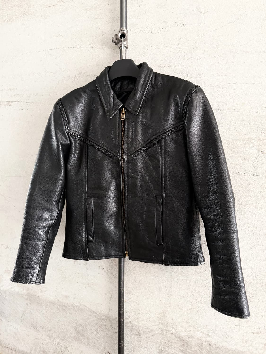 90s Vintage Cowhide Leather Biker Jacket 상품이미지3