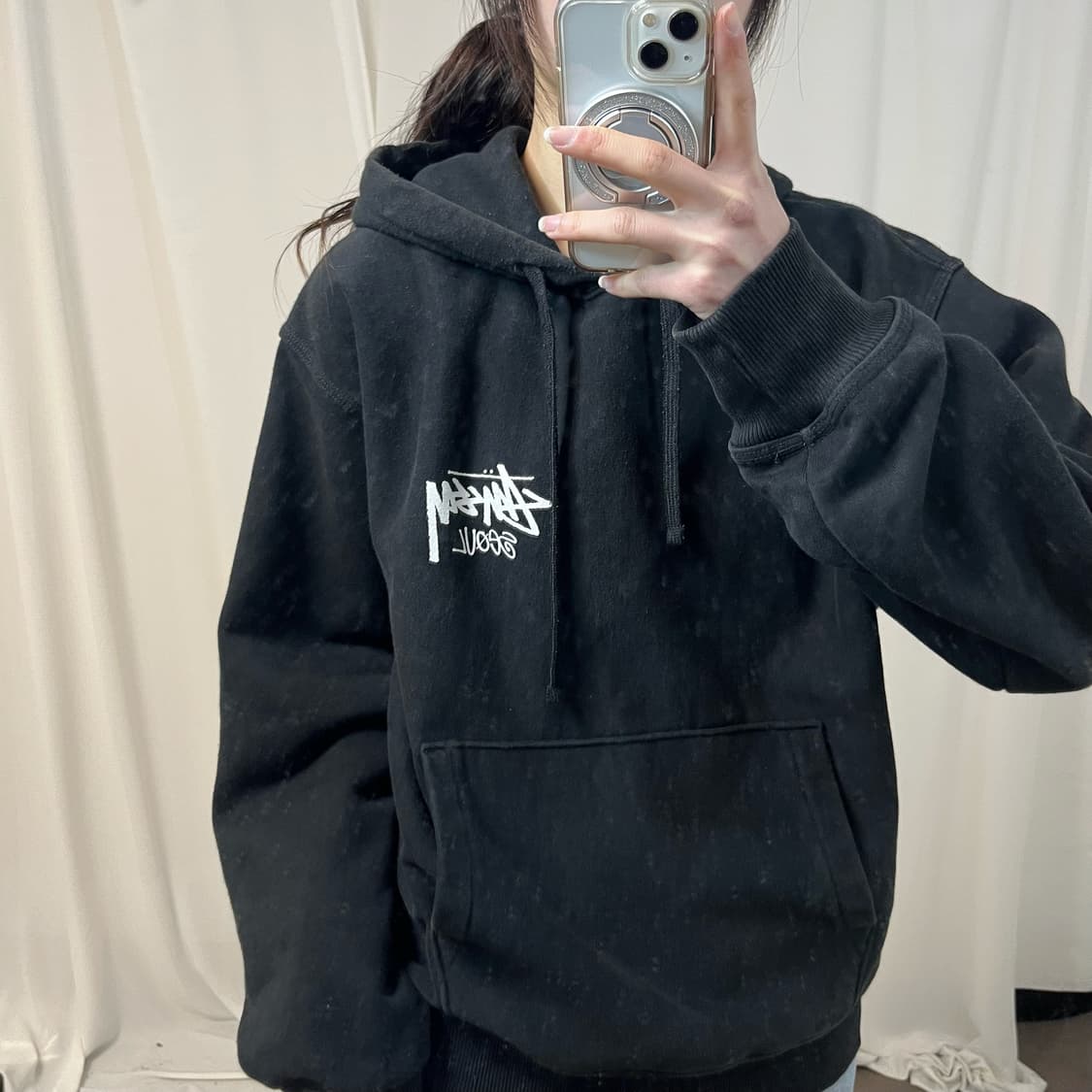 Stüssy Seoul black hoodie 상품이미지3