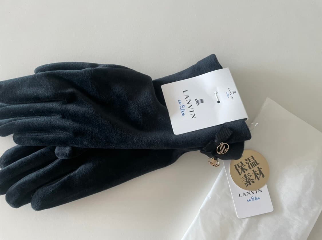 (완전새상품!) 랑방 벨벳 로고 리본장갑 상품이미지1