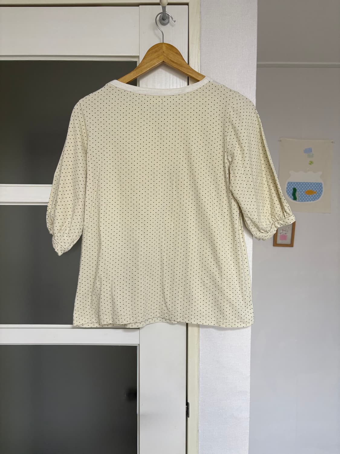 아이보리 그린 도트 티셔츠 상품이미지5
