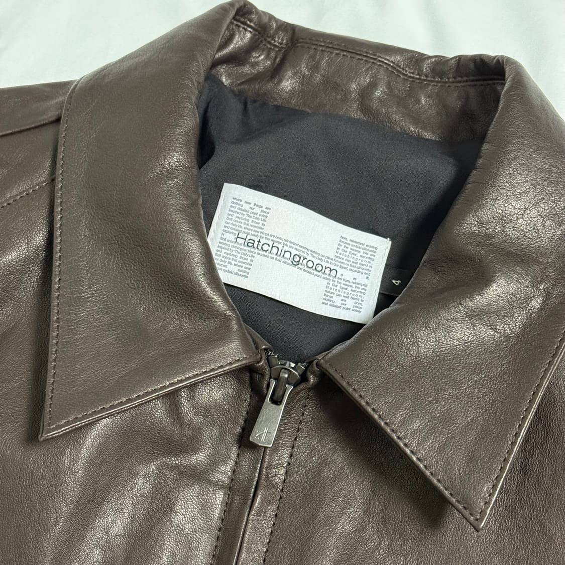 해칭룸 스티치 볼륨 레더 브라운 가죽 자켓 4 사이즈 팝니다 상품이미지3