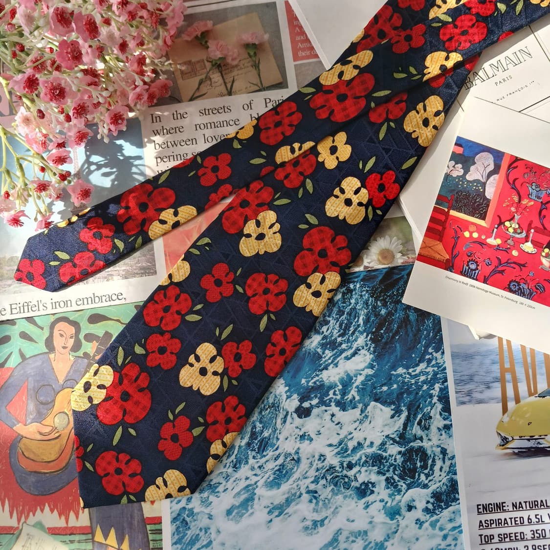 피에르 발망 네이비 플라워 패턴 넥타이 9.8cm A+등급 A19705
 상품이미지5