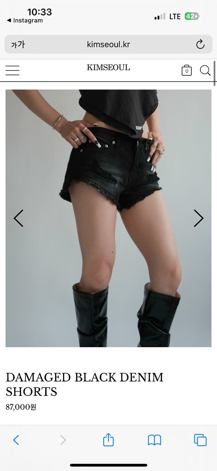 새상품) 킴즈서울 킴서울 DAMAGED BLACK DENIM SHORTS 상품이미지1