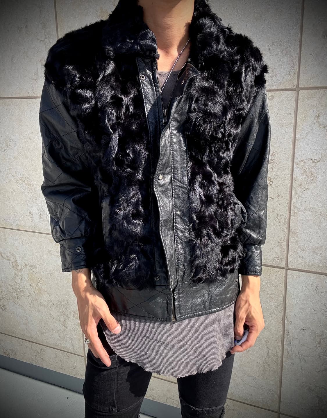 “Vintage” Chic Mood Fur Trimming Leather 상품이미지4