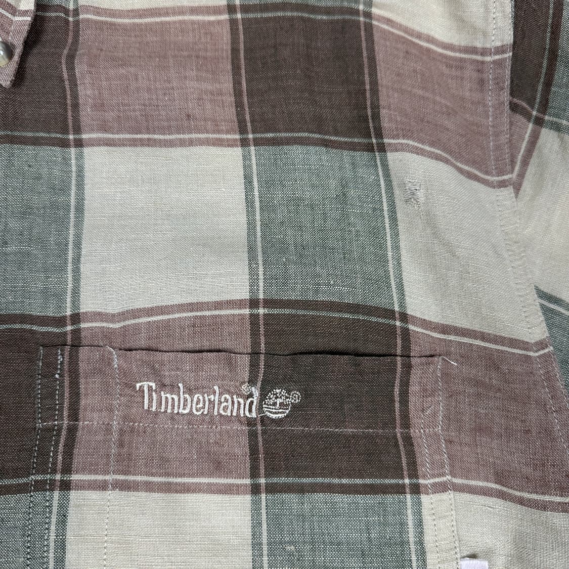 팀버랜드 오버 체크 반팔 셔츠 L 상품이미지4