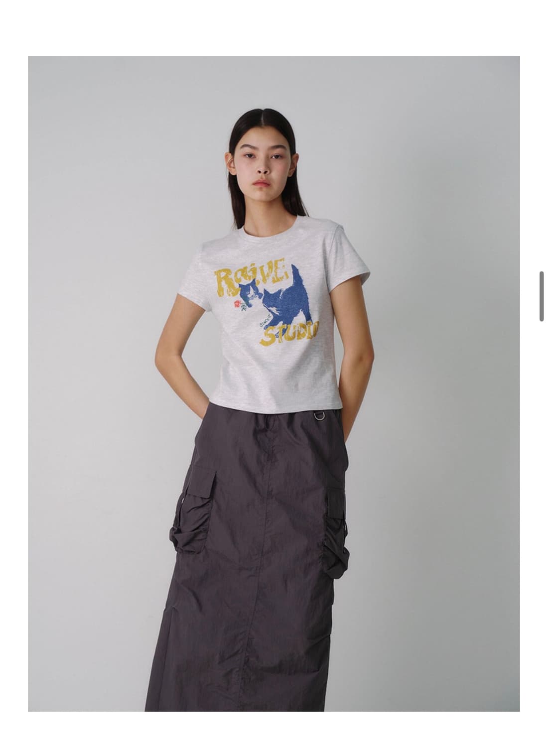 레이브 RAIVE Cat T-Shirt(멜란지 그레이) 상품이미지3