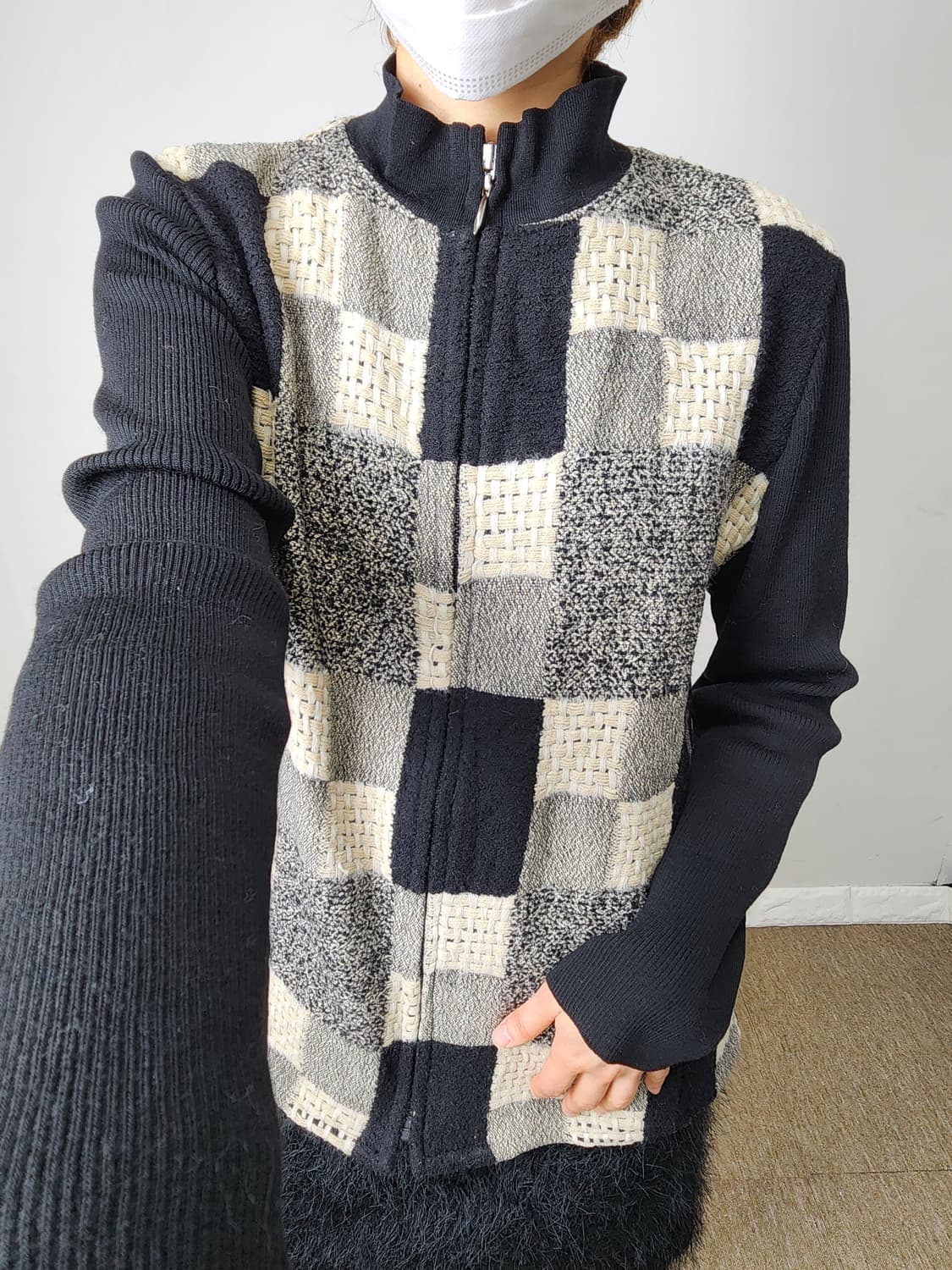 스퀘어 골지 울 집업 상품이미지3