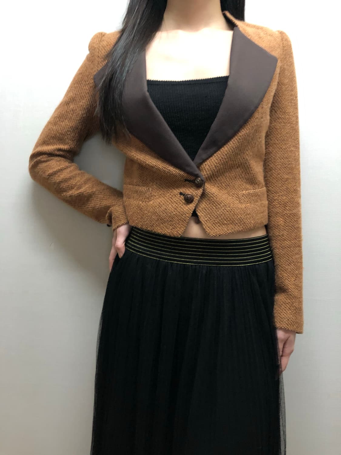 빈티지 오렌지 울 크롭 자켓 상품이미지7