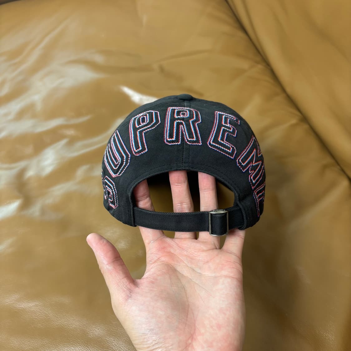Supreme 슈프림 블랙 6패널 볼캡 모자 (Back Arc Logo) 상품이미지7