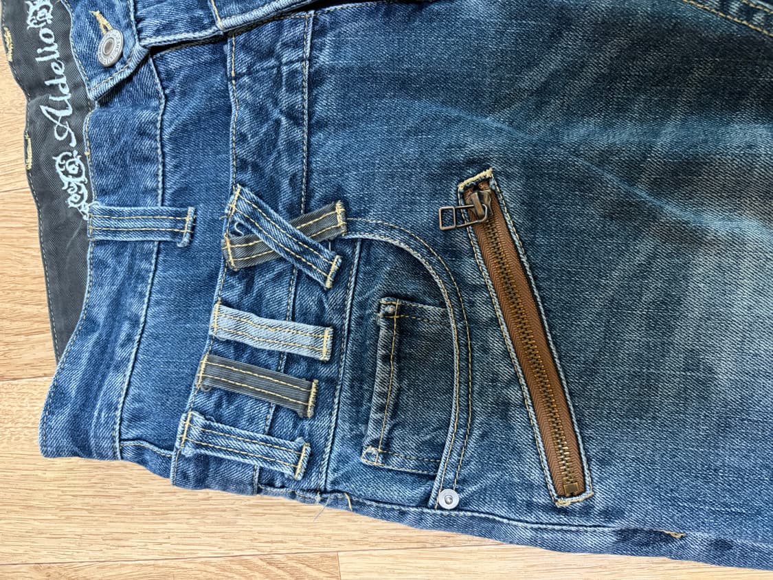 일본 빈티지 지퍼 디테일 새깅 팬츠 상품이미지3