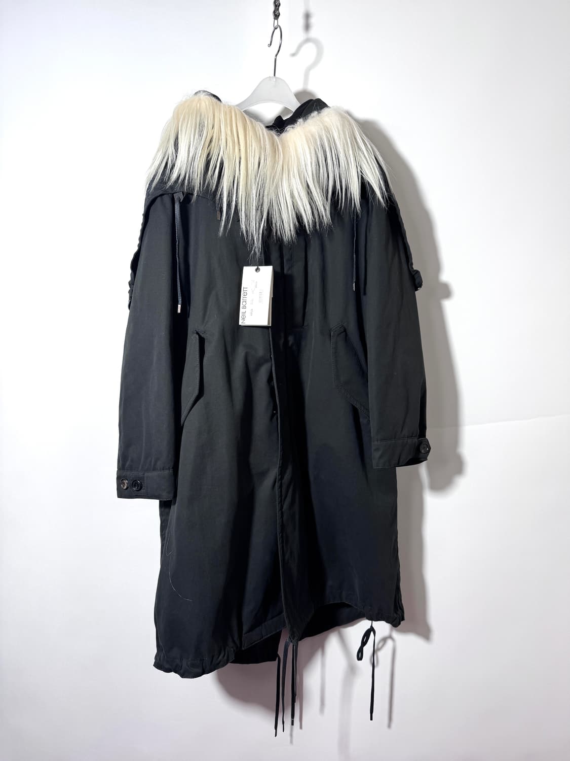 Neil Barret goat fur trim fishtail coat 상품이미지1