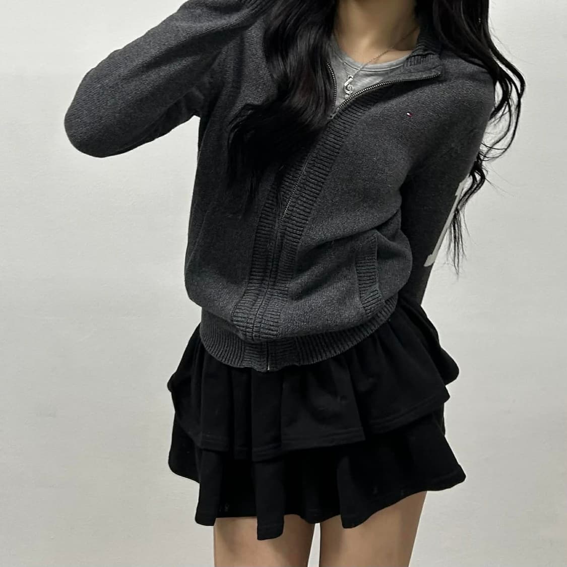 타미힐피거 그레이 걸즈 니트 집업 희귀져지 상품이미지1