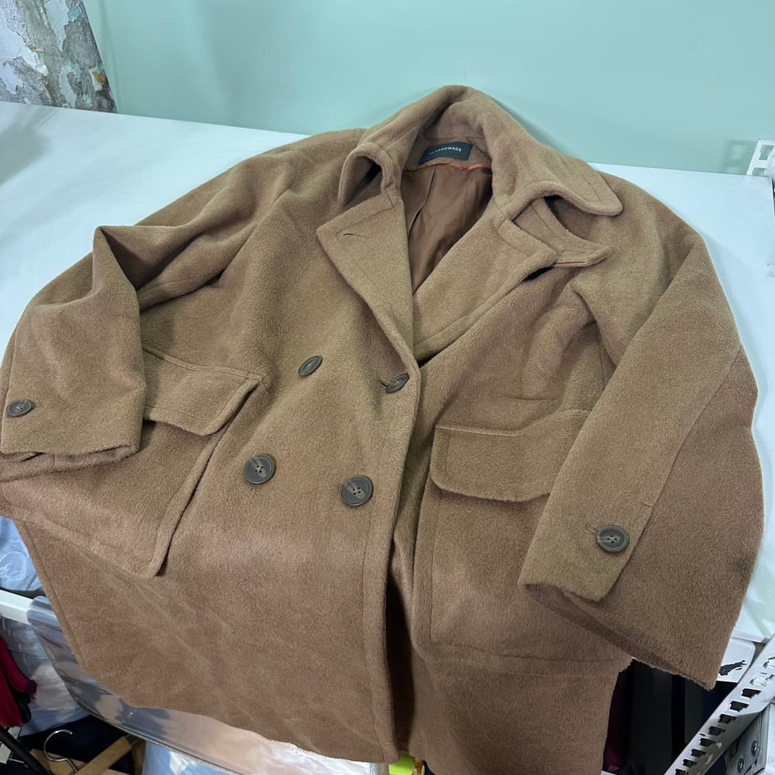 우먼XL 88 THE HANDMADE 베이지 루즈핏 더블 캐시미어코트 상품이미지1