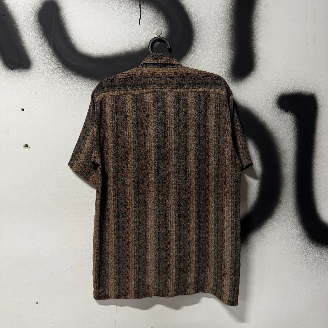 VTG 빈티지 오리엔탈 에스닉 스트라이프 패턴 원포켓 반팔 셔츠 상품이미지2
