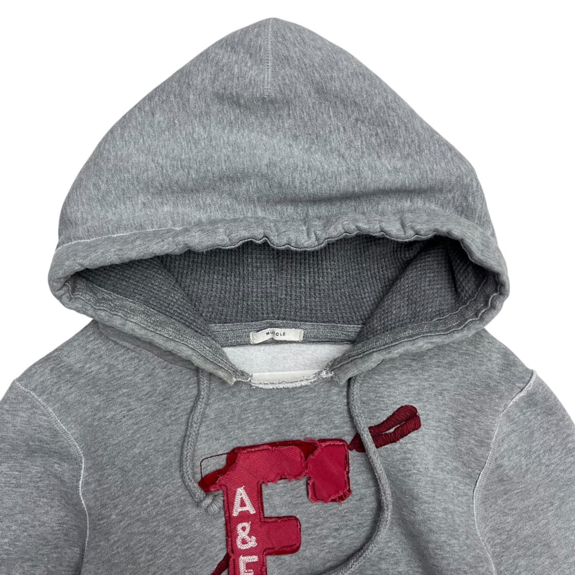 아베크롬비 버건디 패치로고 그레이 후드 M 상품이미지4