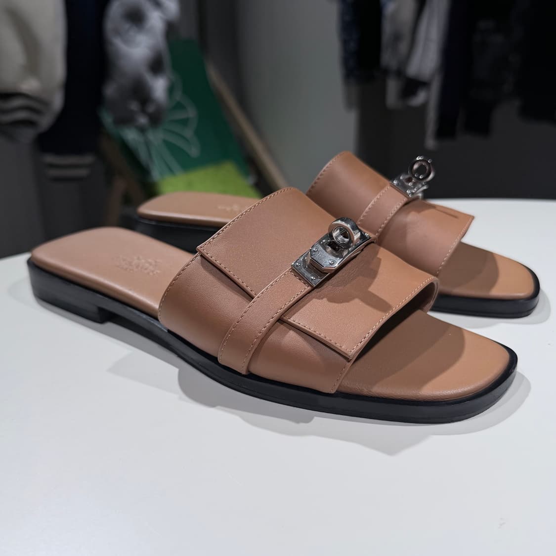(A/36) / 에르메스 켈리 버클 줄리아 레더 가죽 샌들 슬리퍼 상품이미지4