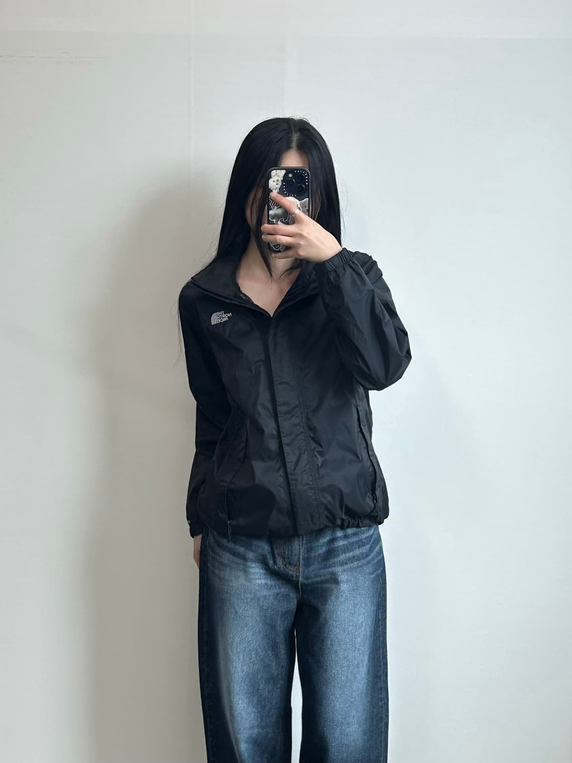 노스페이스 자수로고 블랙 윈드 바람막이 자켓 상품이미지1