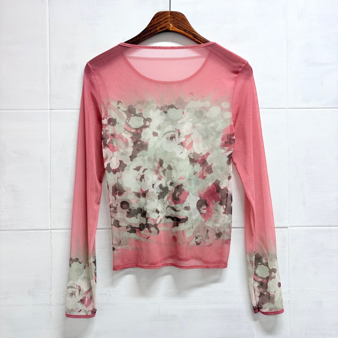 핑크 플라워 시스루 페어리 탑 롱 슬리브 JPN 상품이미지4