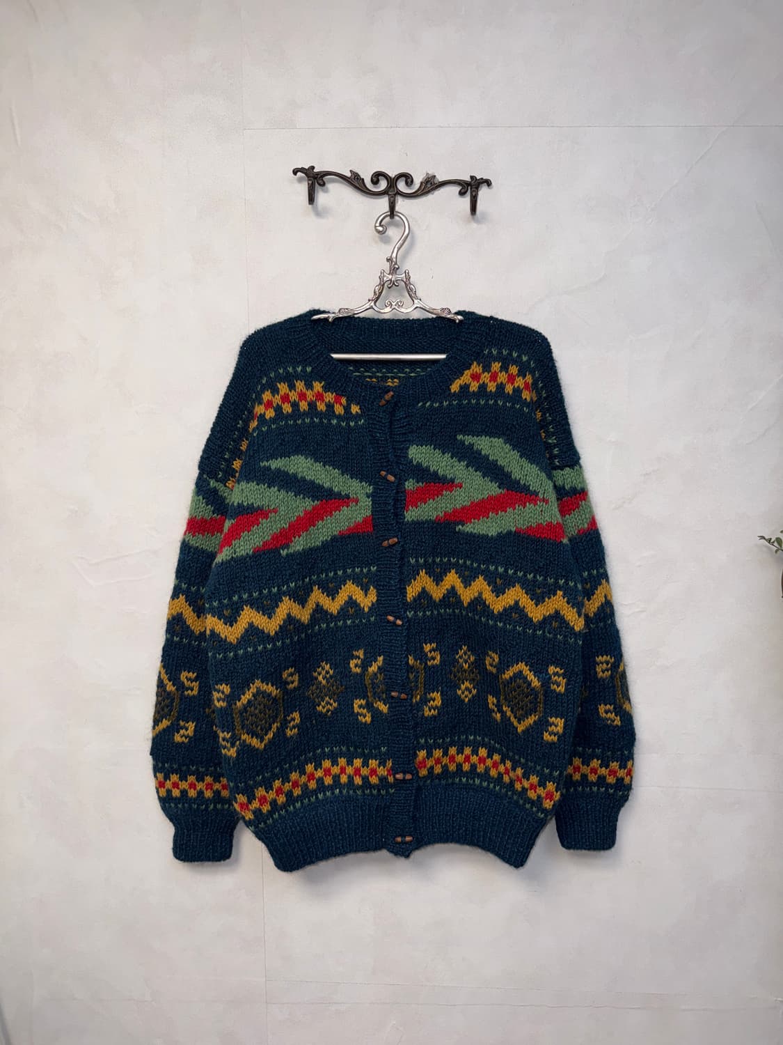 Navy bohemian heavy wool cardigan 상품이미지1
