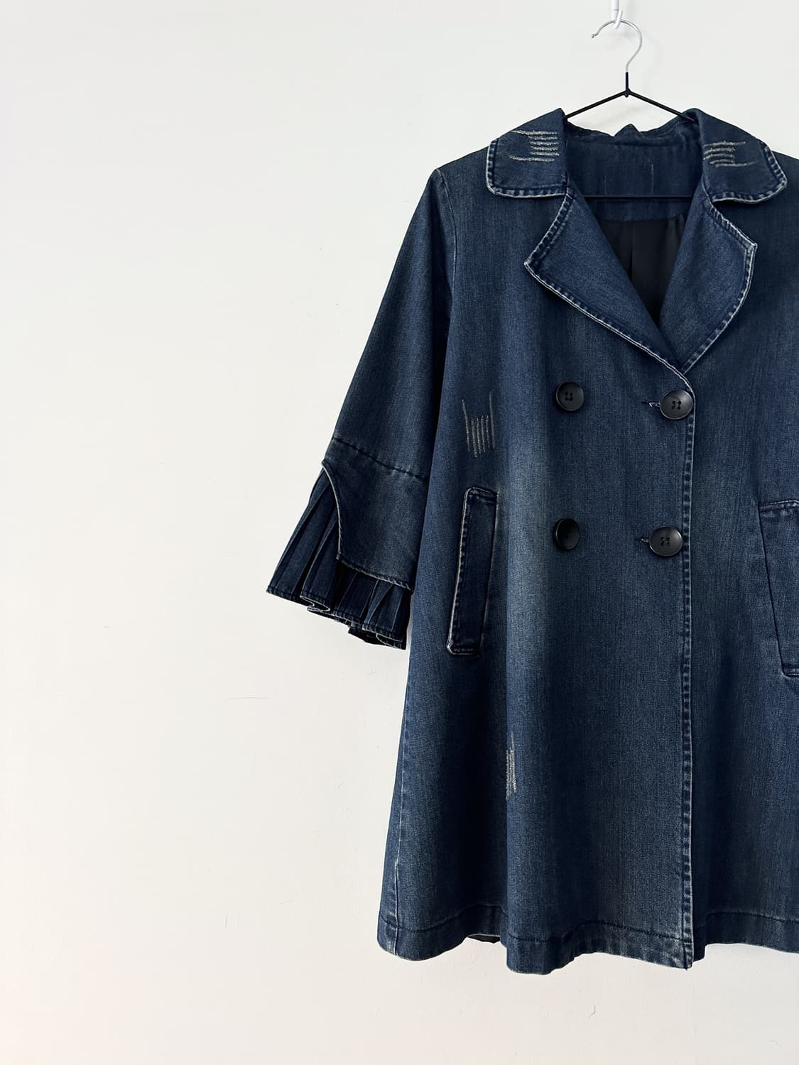 Sleeve pleats fly denim jacket 상품이미지2