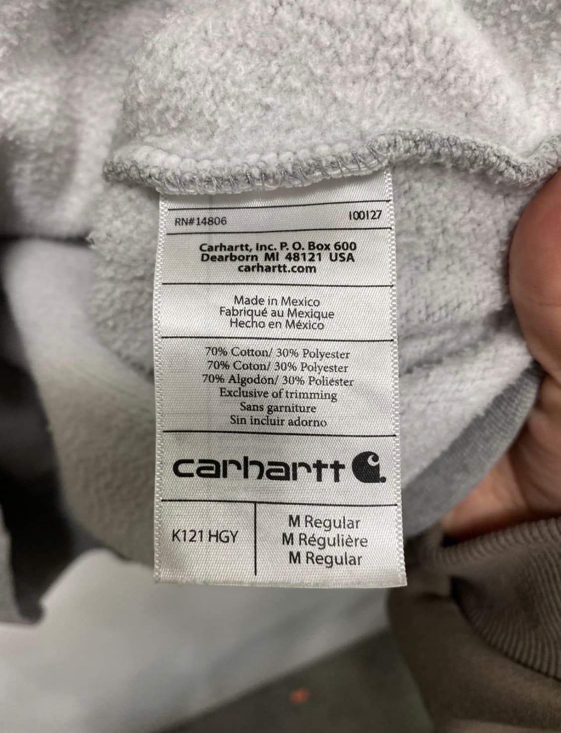칼하트 그레이 코튼 후드티 M 상품이미지6
