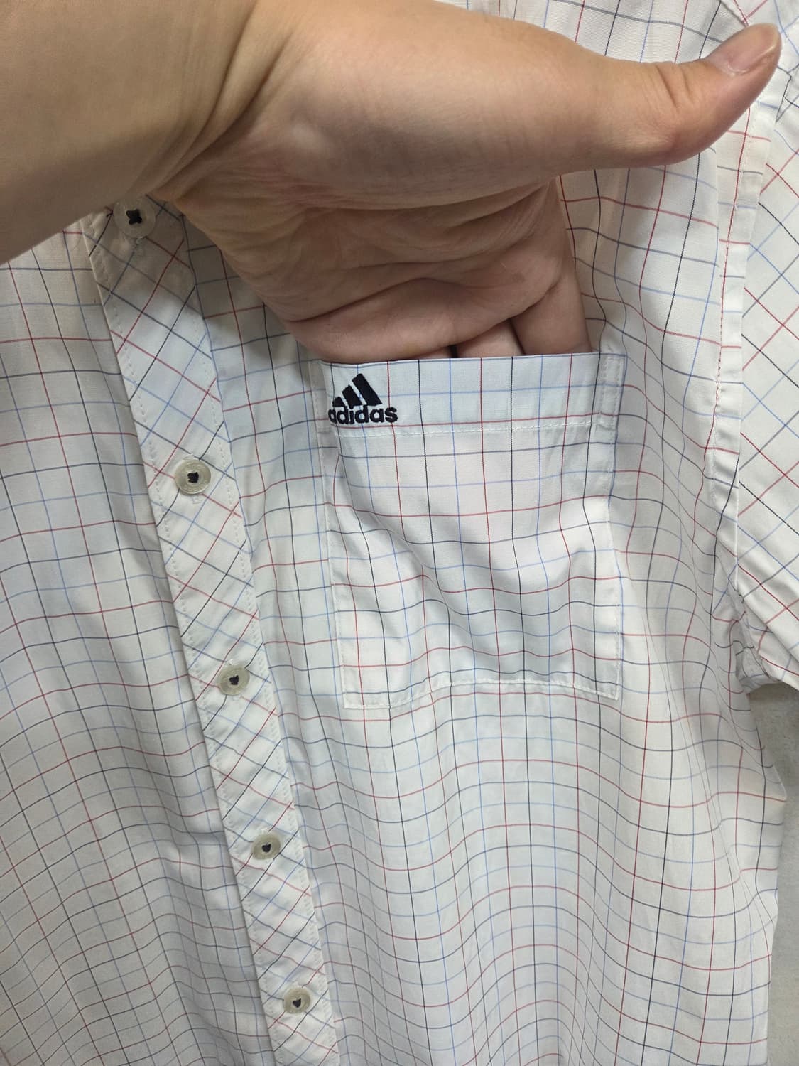 아디다스 골프 체크 배색 셔츠반팔 m 상품이미지4