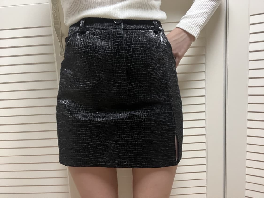 파이톤 레더 가죽 스커트 M 상품이미지3