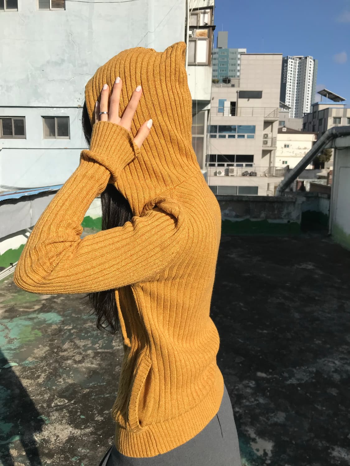 Michel Klein 머스타드 집업니트 상품이미지1